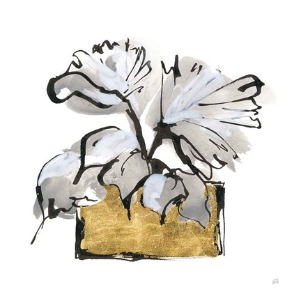 Framed Gilded Vase IV Print