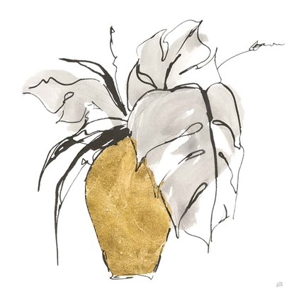 Framed Delicate Gilded Vase III Print