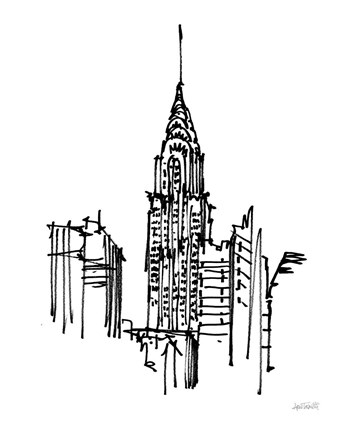 Framed Chrysler Building Sketch Print