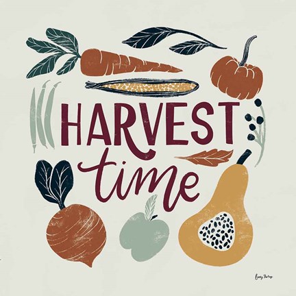 Framed Harvest Lettering I Print