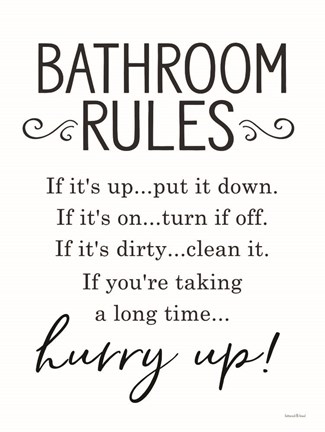 Framed Bathroom Rules Print