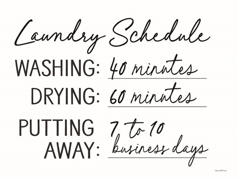 Framed Laundry Schedule Print