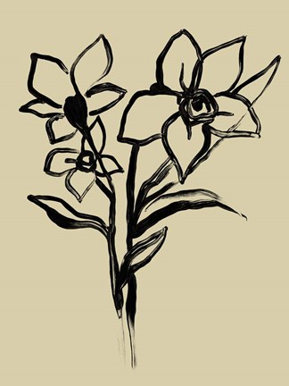 Framed Inkwash Floral I Print