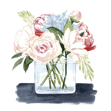 Framed Loose Watercolor Bouquet I Print