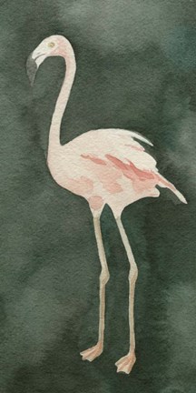 Framed Forest Flamingo I Print
