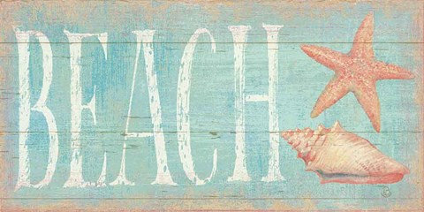 Framed Pastel Beach with Pink Print