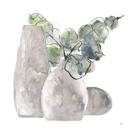 Framed Three Vases IV Print