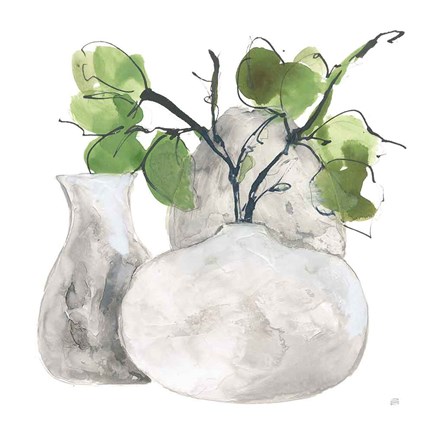 Framed Three Vases III Print