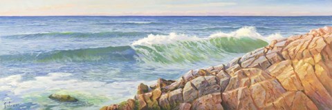 Framed Onde sulla Scogliera Print