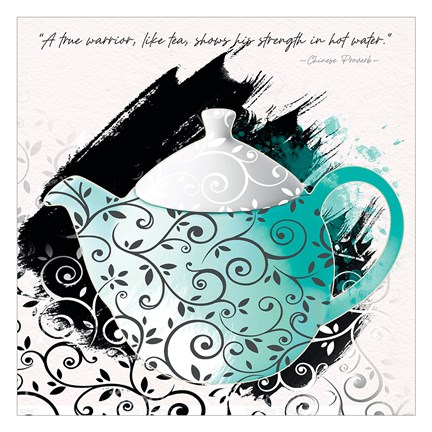 Framed Teal Tea 1 Print
