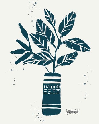 Framed Monochrome Blue Botanical Sketches VI Print