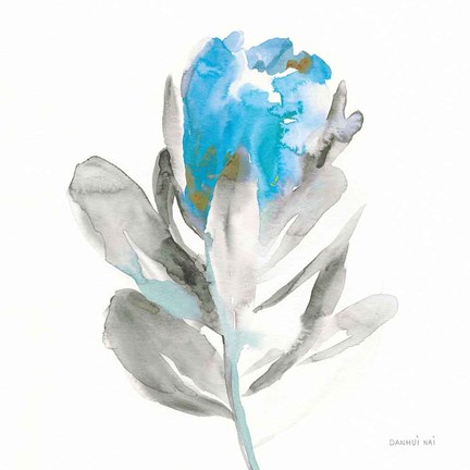 Framed Spirit Flower I Blue Crop Print