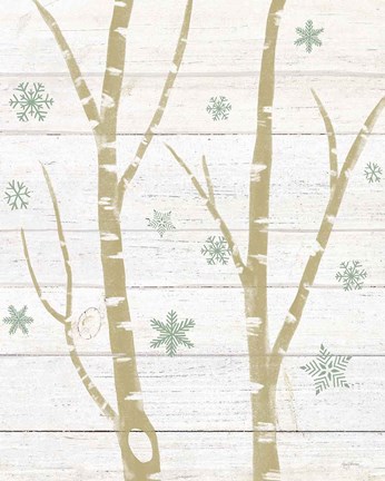 Framed Snowy Birches IV Sage Print