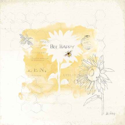 Framed Bee and Bee VIII Honeycomb Print