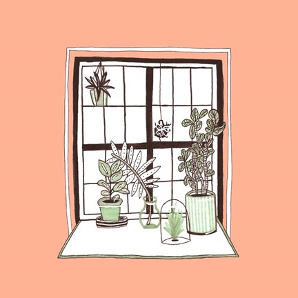 Framed Peach Indoor Garden Print