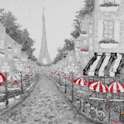 Framed Splash Of Red In Paris I Print