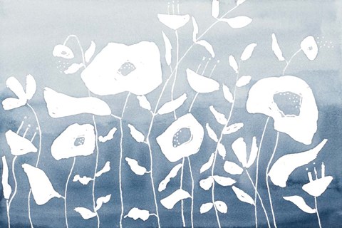 Framed Blue And White Floral Garden Print