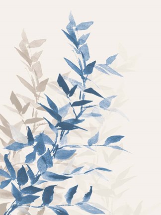 Framed Blue Branch I Print