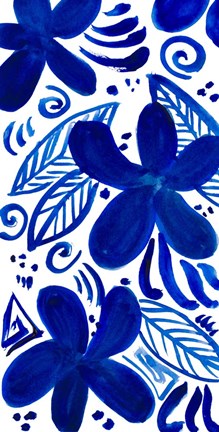 Framed Blue Floral Panel Print