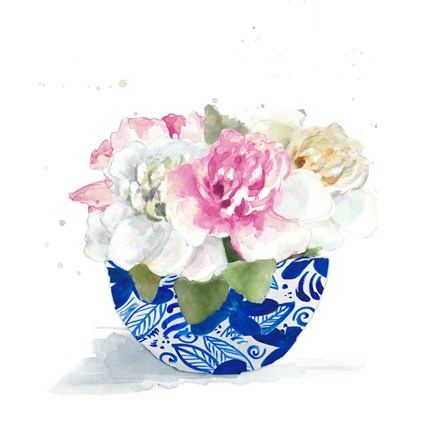 Framed Peonies In A Bowl II Print
