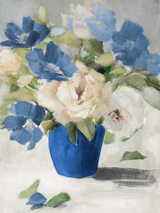Framed Shades Of Blue Floral Print