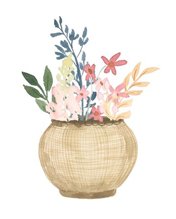 Framed Basket Of Wild Flowers Print