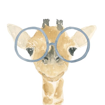 Framed Giraffe With Glasses Print
