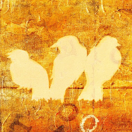 Framed Birds Meeting Orange II Print