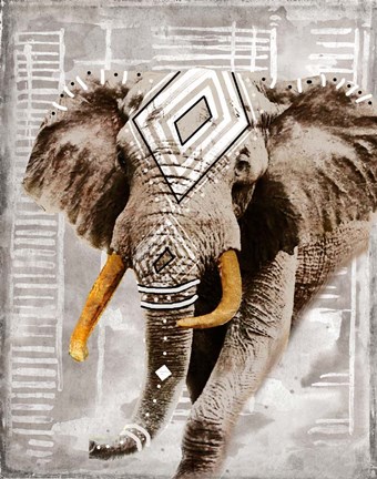 Framed Modern Boho Elephant Print