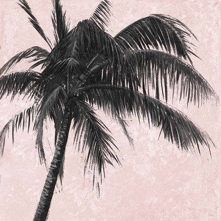 Framed Gray Palm on Pink I Print