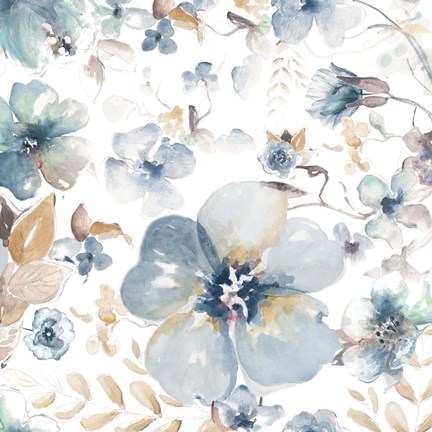 Framed Indigo Beauty on White II Print