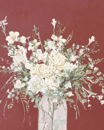 Framed Warm Flowers in Glass Vase Print