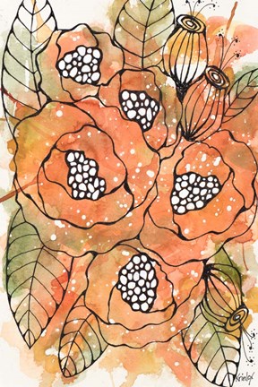 Framed Burnt Orange Bouquet Print