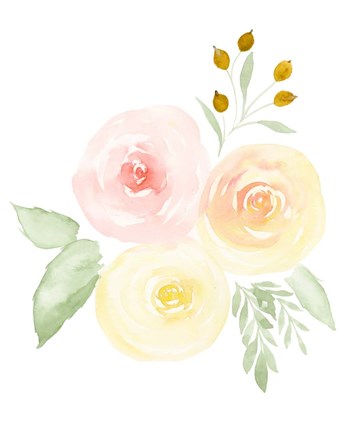 Framed Watercolor Roses II Print