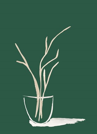 Framed Small Branch Display On Green Print