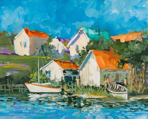 Framed Lake Town Print