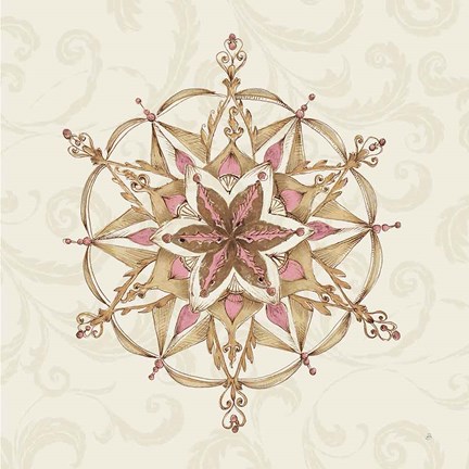 Framed Elegant Season Snowflake II Pink Print