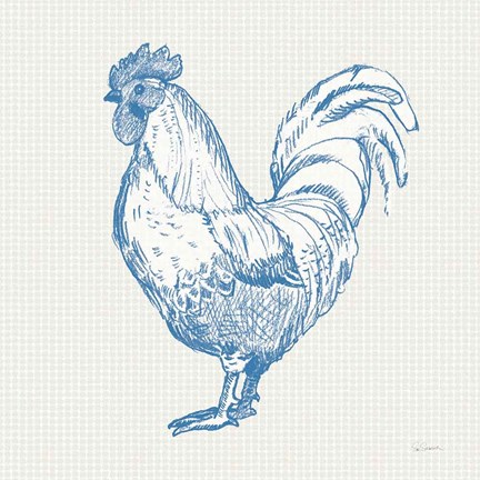 Framed Cottage Rooster II Print