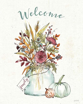 Framed Festive Foliage III Welcome Print