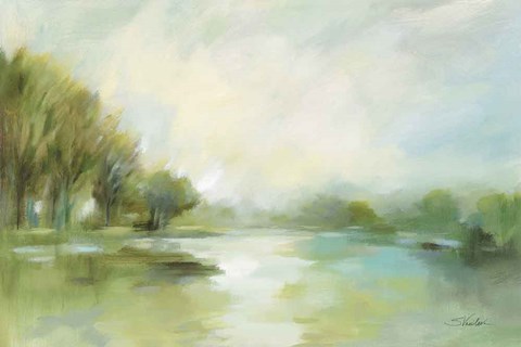 Framed Lakeside Fog Sage Print