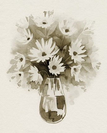 Framed Daisy Bouquet Sketch III Print