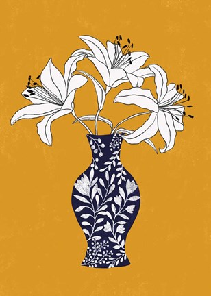 Framed Lily On Yellow Print