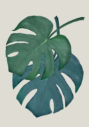 Framed Monstera Aqua 6 Print