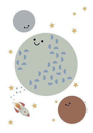 Framed Solar Earth Moon Print