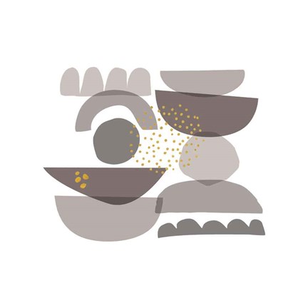 Framed Crowded Forms grey II Print