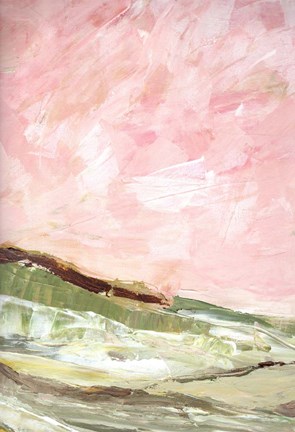 Framed Green and Pink Hills I Print