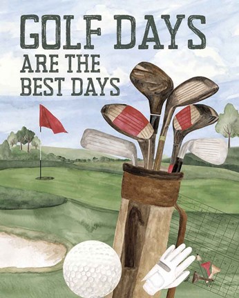 Framed Golf Days neutral portrait II-Best Days Print