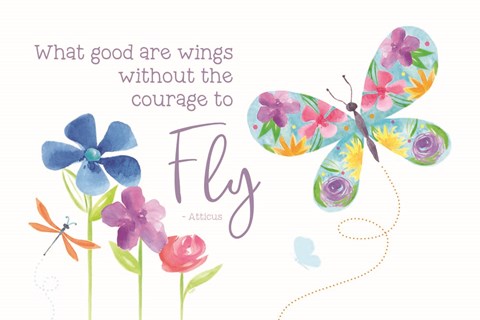 Framed Dreams Take Flight on White II Print