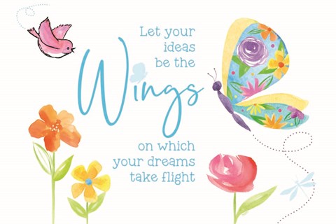 Framed Dreams Take Flight on White III Print