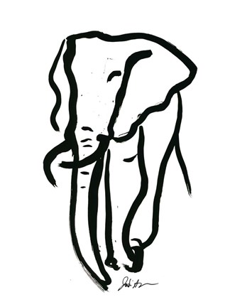 Framed Inked Safari II-Elephant Print